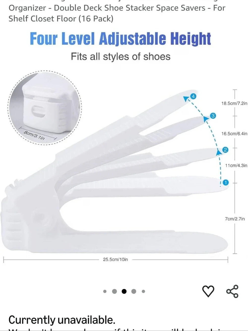 12 White plastic shoe organizers for closets